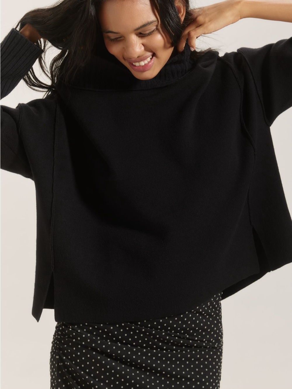 Anthropologie Black Boxy Turtleneck Sweater